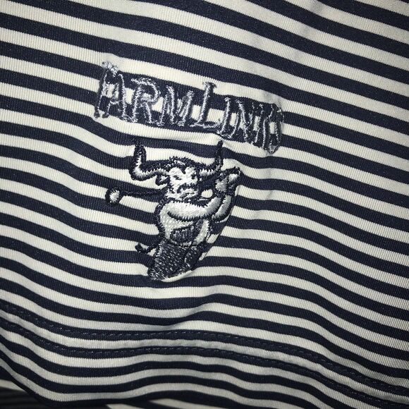 FOOTJOY Size Large Mens Performance Polo Shirt White Blue Striped Stretchy - Picture 6 of 10